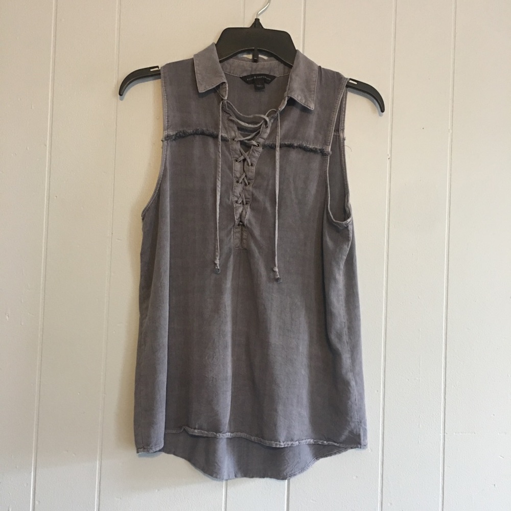Rock & Republic Sleeveless Lace Up Top